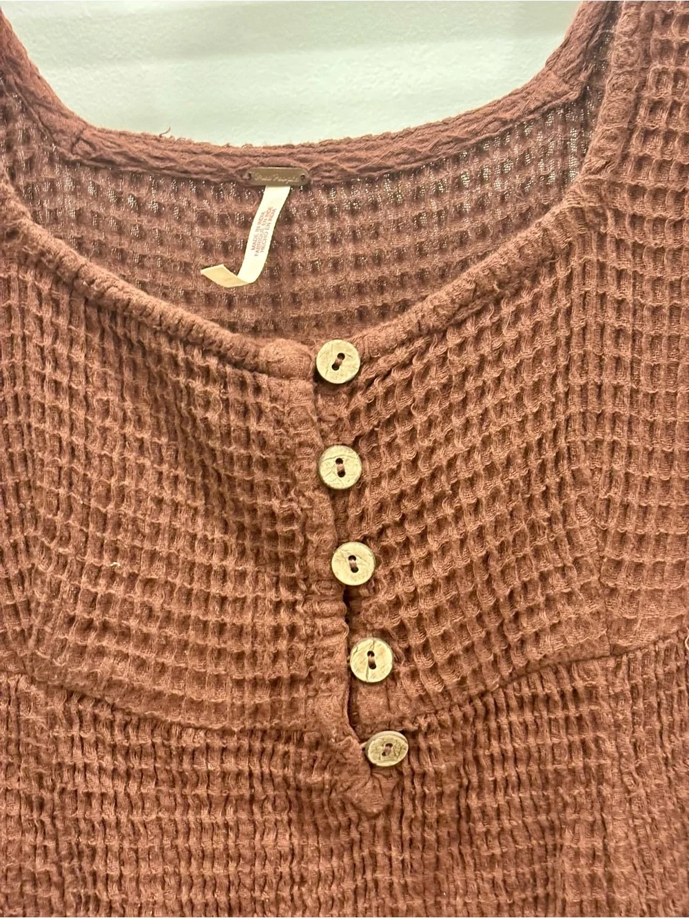 Free People Endless Summer Go To Waffle Knit Scoop Neck Dress in Brown